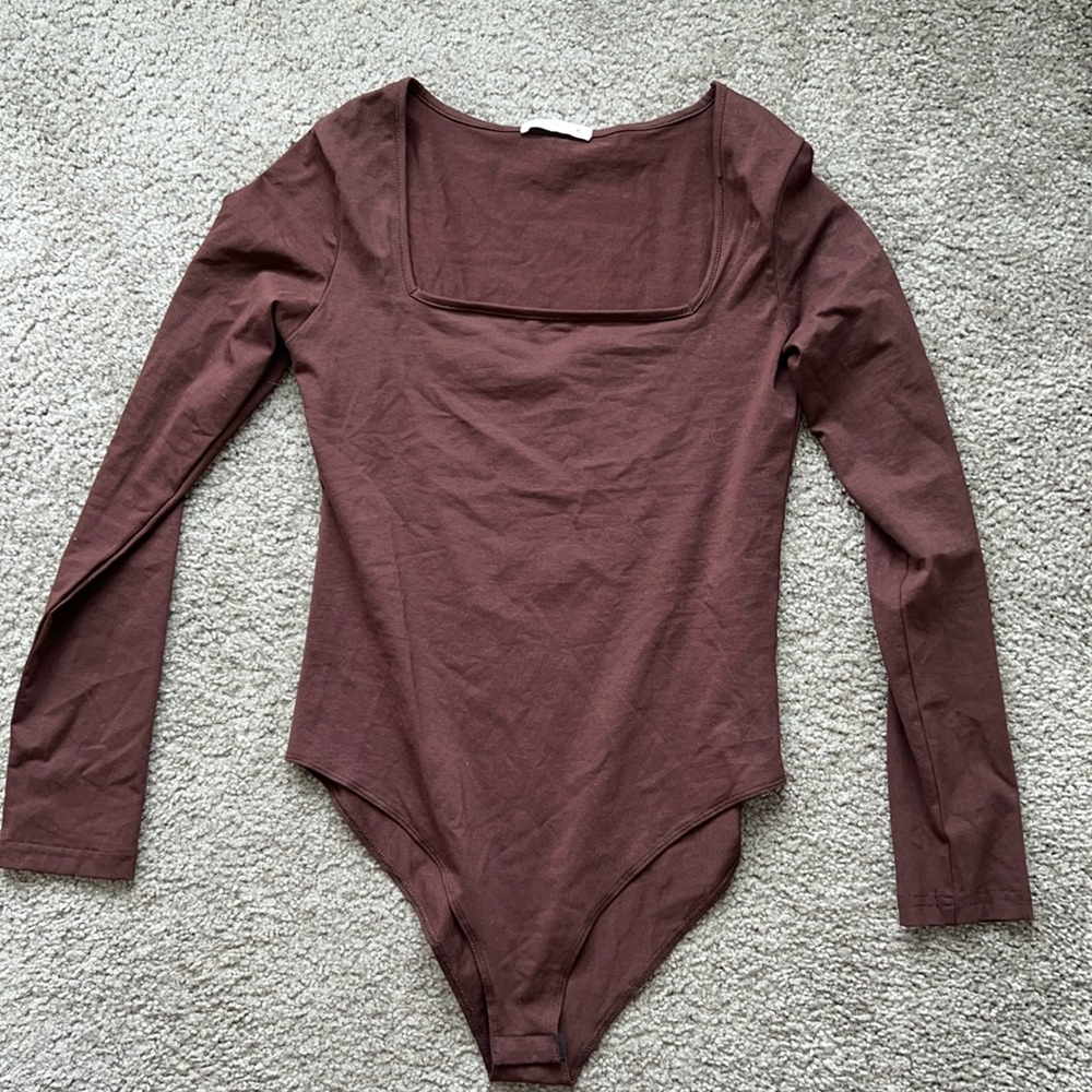 Brown square neck bodysuit